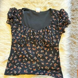 Black Floral Top